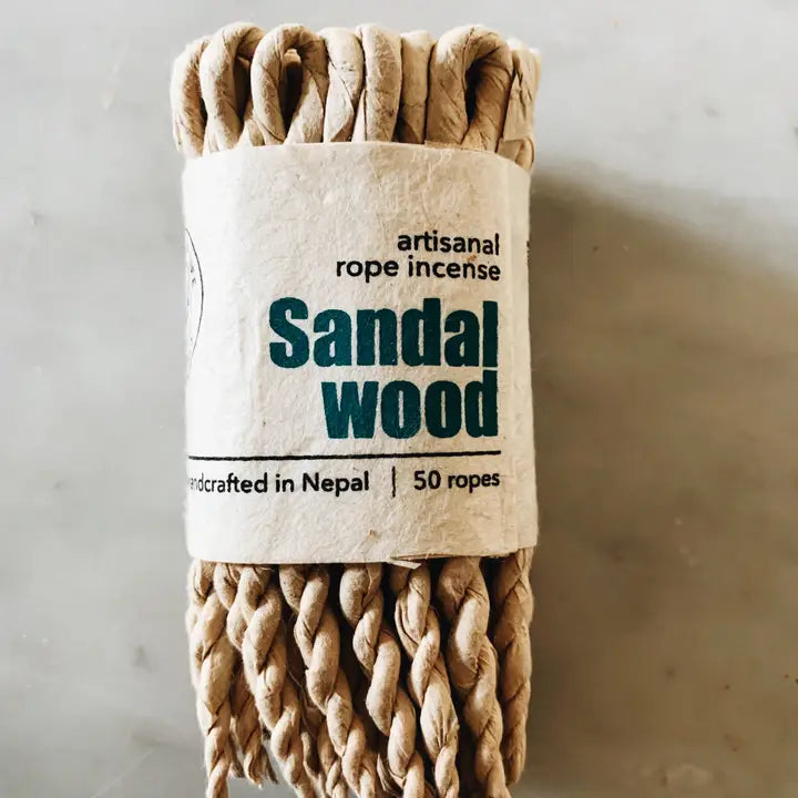 Handcrafted 100% Natural Artisanal Rope Incense, Sandalwood