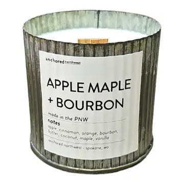 10 oz- Apples & Maple Bourbon Rustic Vintage Farmhouse Wood Wick Candle