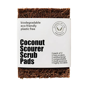 ECO Coconut Scourer Scrub Pads, 100% Plant Based and Compostable, Pack of 2